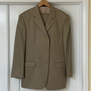 Tan suit, 60% wool, 40% silk lightweight, great condition.